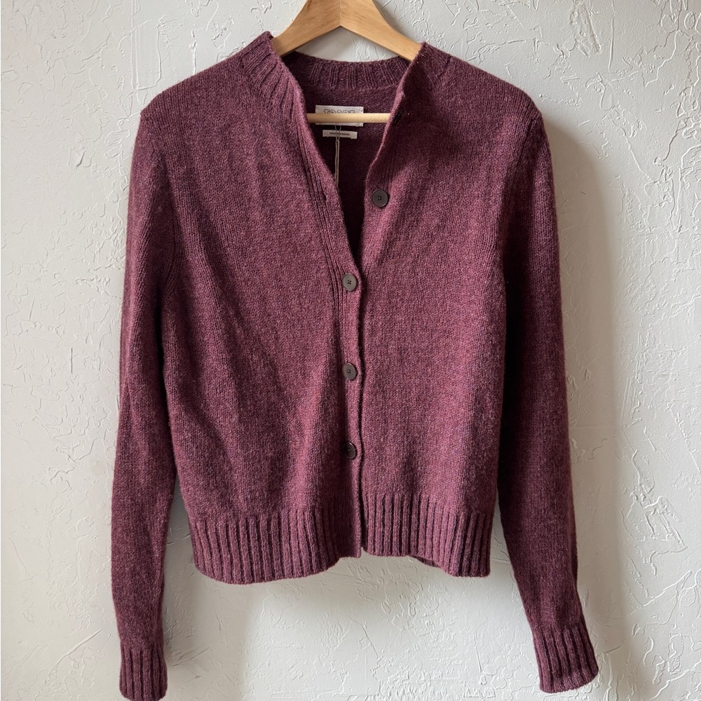 TOAST Plum Burgundy Wool Cardigan Sweater NWT